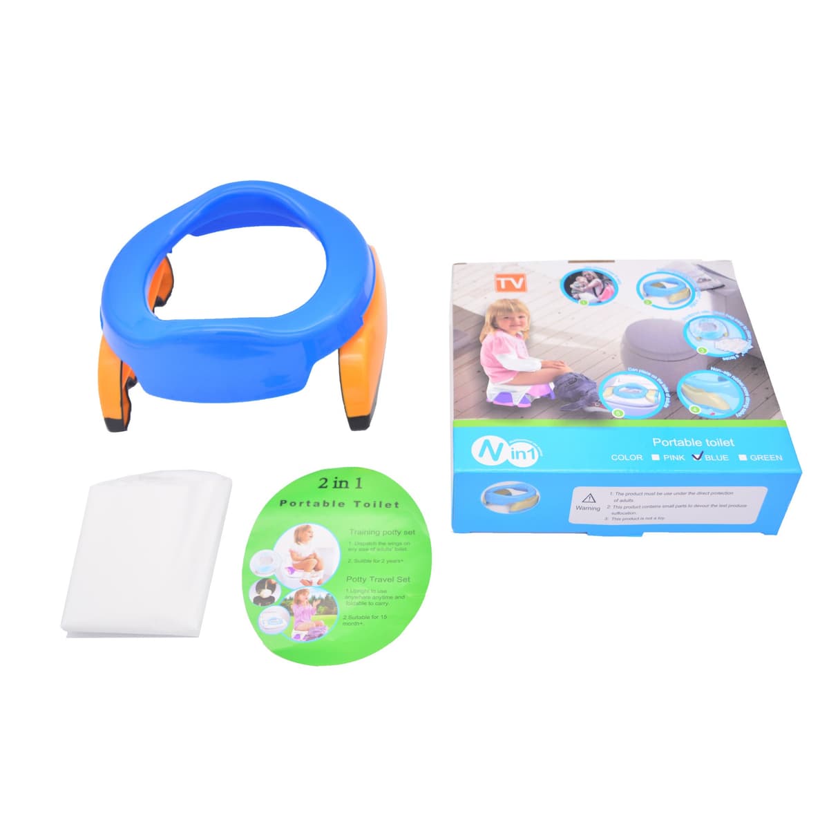 Olita Portabila 2 in 1, Flippy, Olita + Capac de Toaleta, din Plastic, Diametru 21 cm, Albastru — imaginea 8