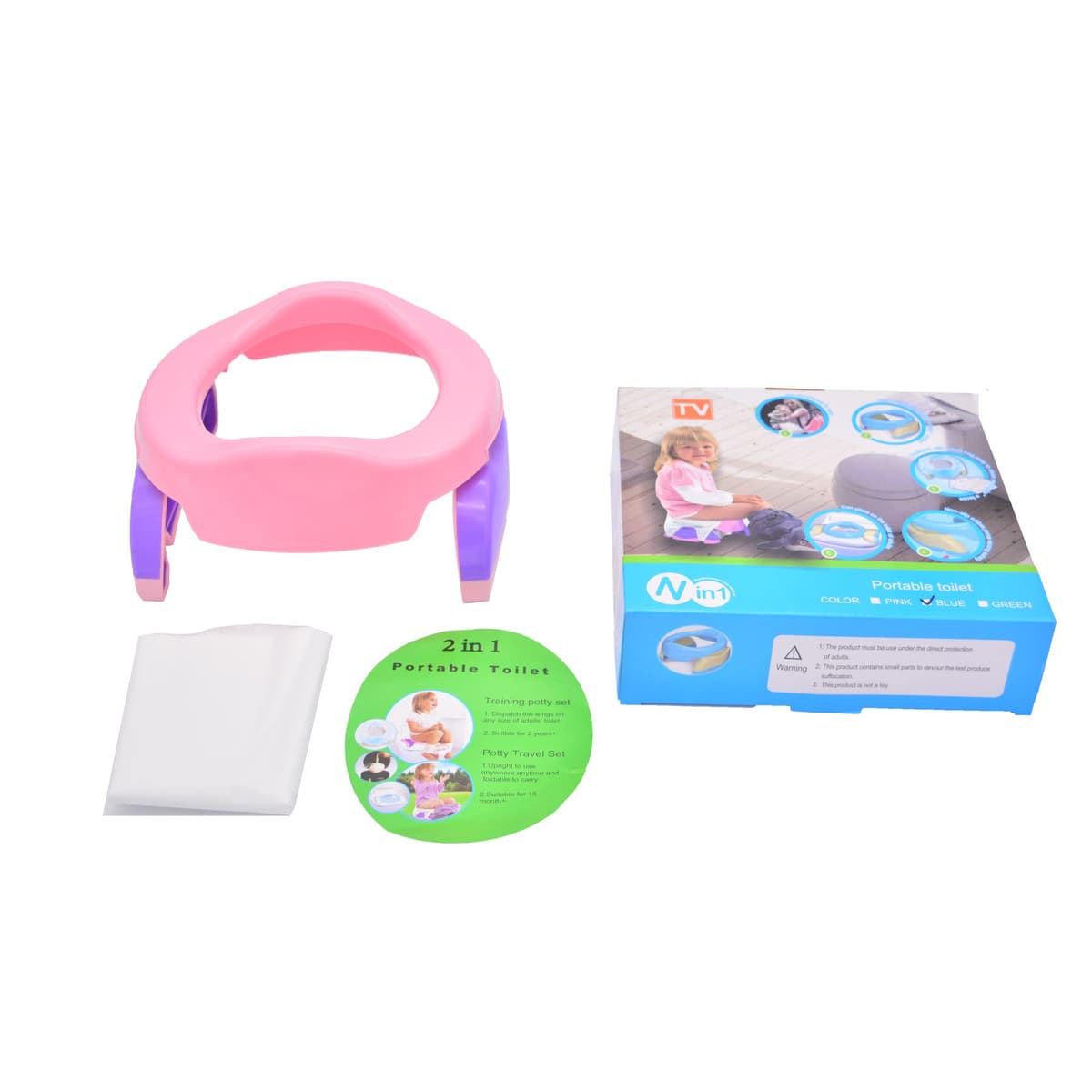Olita Portabila 2 in 1, Flippy, Olita + Capac de Toaleta, din Plastic, Diametru 21 cm, Roz — imaginea 6