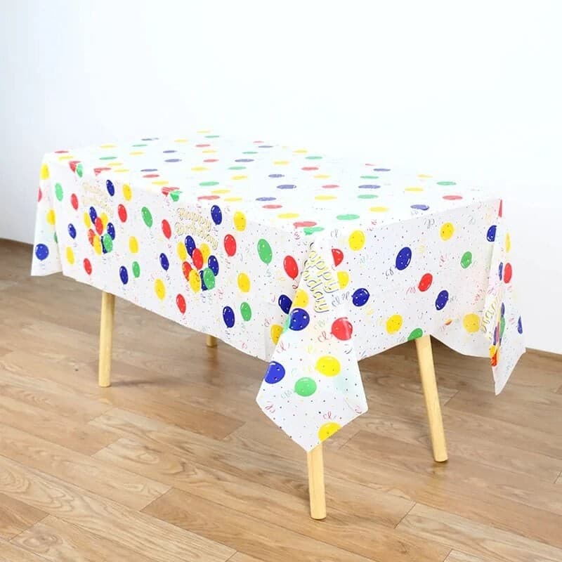Fata de Masa, Flippy, din PEVA, Imprimeu Happy Birthday cu Baloane, 137 x 274 cm, Impermeabila, Fara Pete, Curatare Rapida — imaginea 5