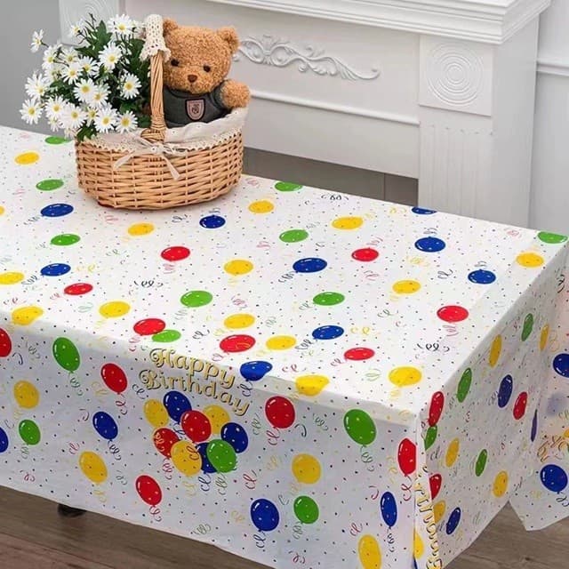 Fata de Masa, Flippy, din PEVA, Imprimeu Happy Birthday cu Baloane, 137 x 274 cm, Impermeabila, Fara Pete, Curatare Rapida — imaginea 8