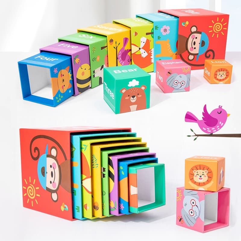 Jucarie de Construit, Flippy, Blocuri Stivuibile, +3 Ani, 10 Cutii, Invatare numere 1-10, 13.4 x 13.4 x 13.4 cm, Multicolor — imaginea 2