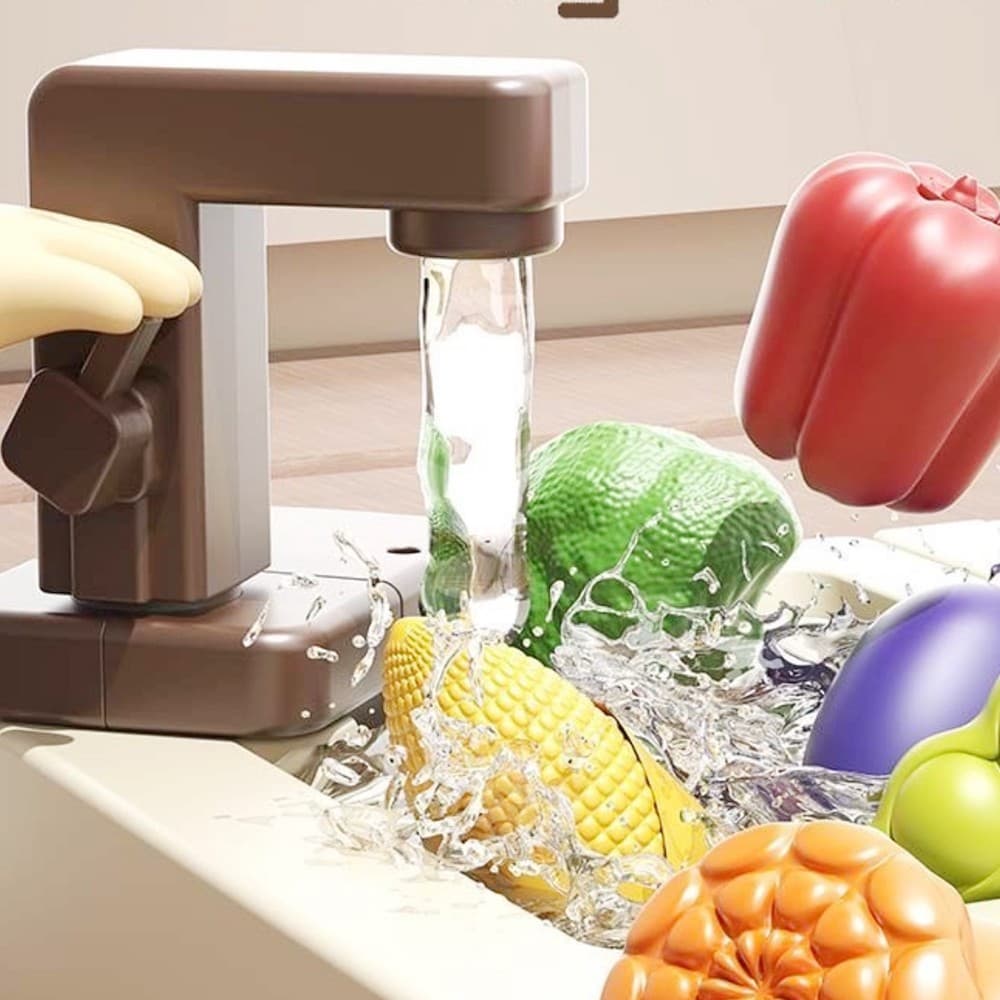 Bucatarie Multifunctionala pentru Copii, Flippy, cu Aburi, Lumini si Sunete Realiste, Chiuveta cu Circuit de Apa, Cuptor — imaginea 6