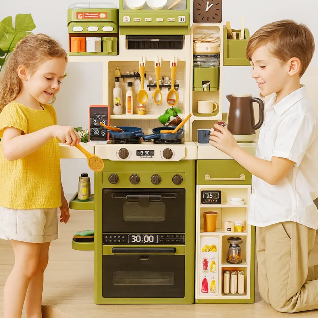 Bucatarie Multifunctionala pentru Copii, Flippy, cu Aburi, Lumini si Sunete Realiste, Chiuveta cu Circuit de Apa, Cuptor — imaginea 8