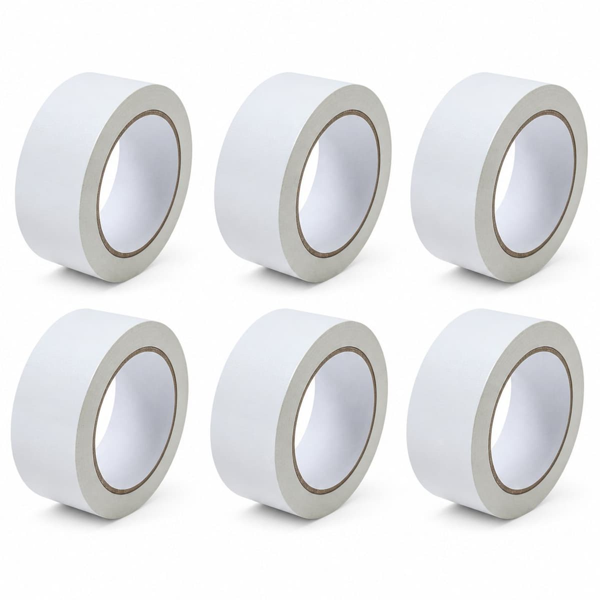 Set 6 Role Banda Adeziva pentru Ambalare si Sigilare Colete, Low Noise, Adeziv Acrilic, Derulare Silentioasa, Aderenta Ridicata, 5 cm x 66 m, Alb