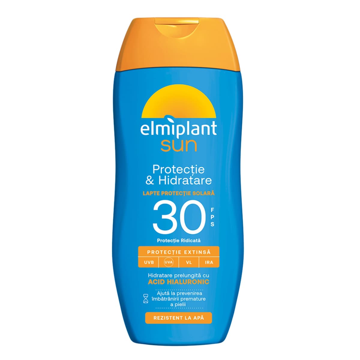 Crema de Soare, Lapte Pentru Protectie Solara, Elmiplant Sun, Protectie si Hidratare cu Acid Hialuronic, SPF 30, 200 ml