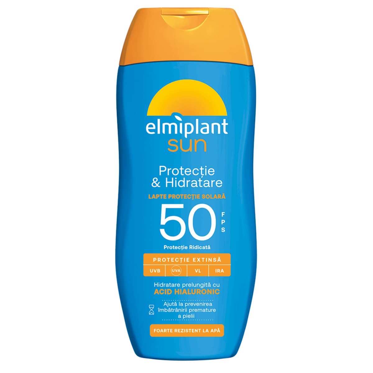 Crema de Soare, Lapte Pentru Protectie Solala, Elmiplant Sun, Protectie si Hidratare cu Acid Hialuronic, SPF 50, 200ml