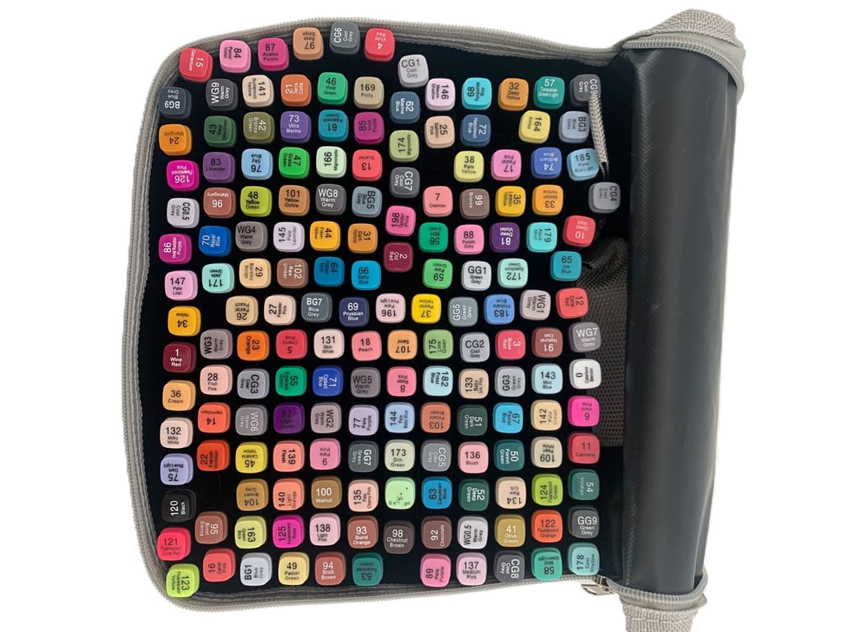 RESIGILAT - Set 168 Markere Duble, Flippy, pe Baza de Alcool, Geanta Impermeabila Inclusa, Culori Numerotate, 23 x 16 x 20 cm, Multicolor