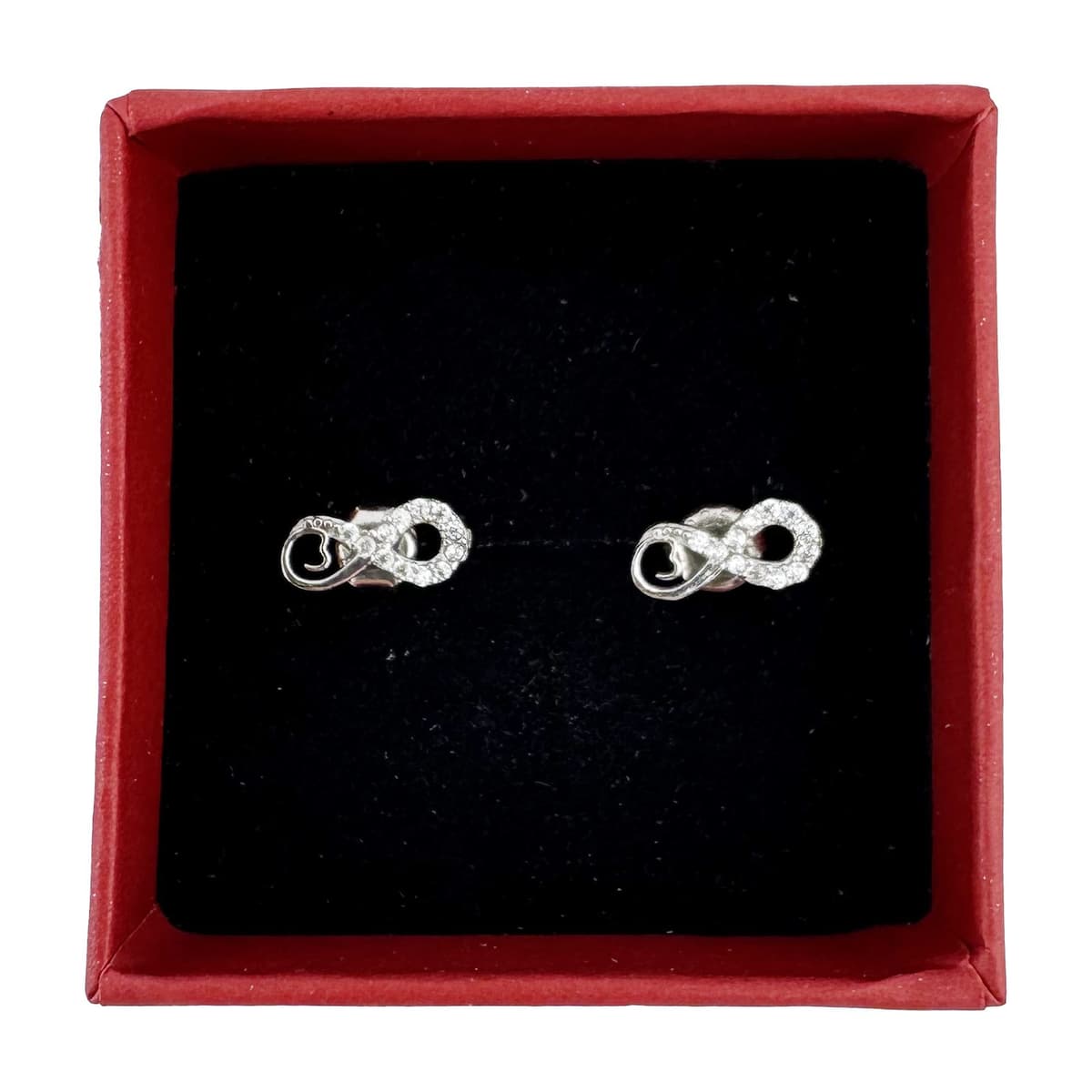 Cercei Dama Copii, Jolie, Argint 925, Model Infinit cu Pietricele, 1.5 g, Argintiu