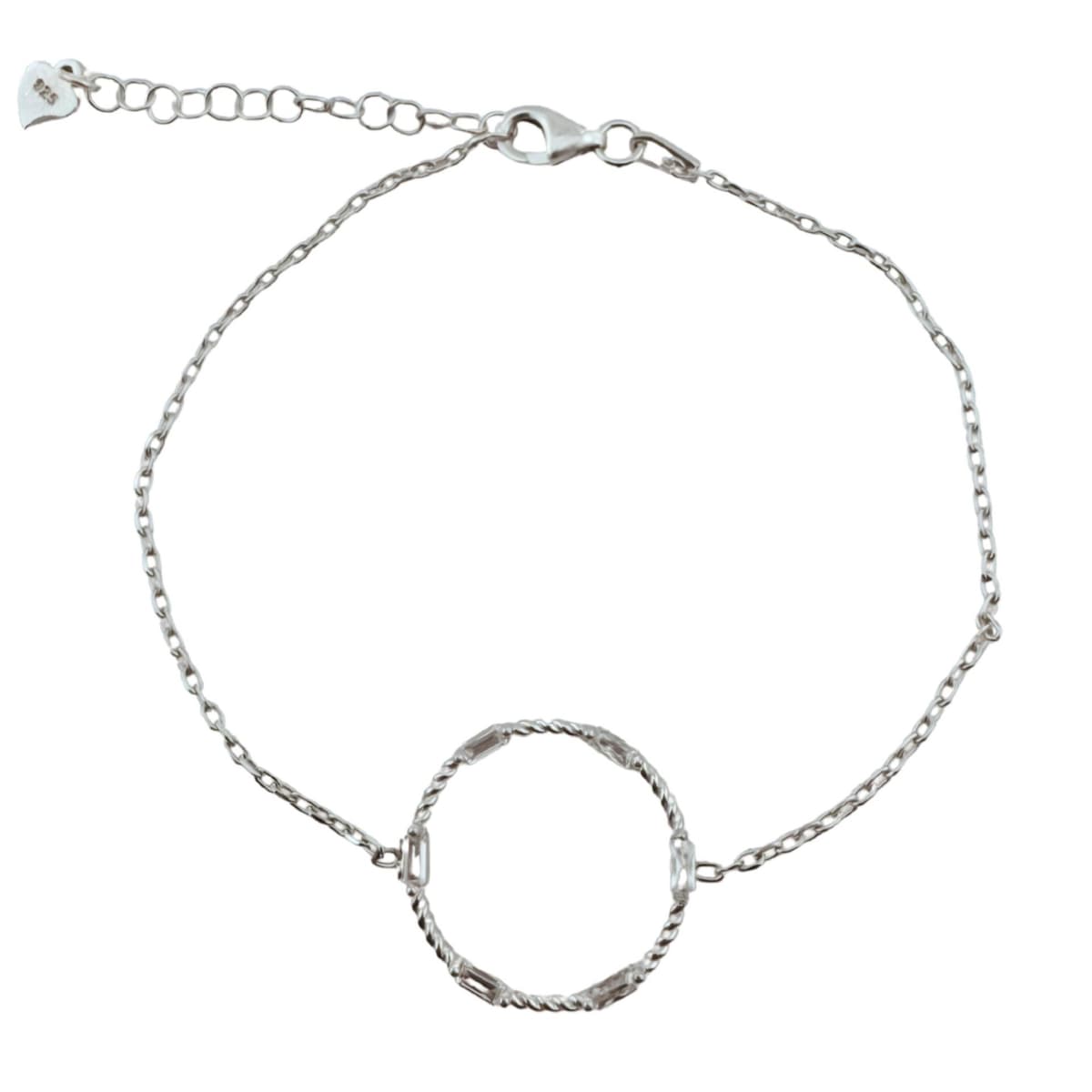 Bratara pentru Dame, Jolie Silver, din Argint 925, Model Cerc Rasucit, cu Pietre Zirconia, Ajustabila, 1.92 gr, Argintiu