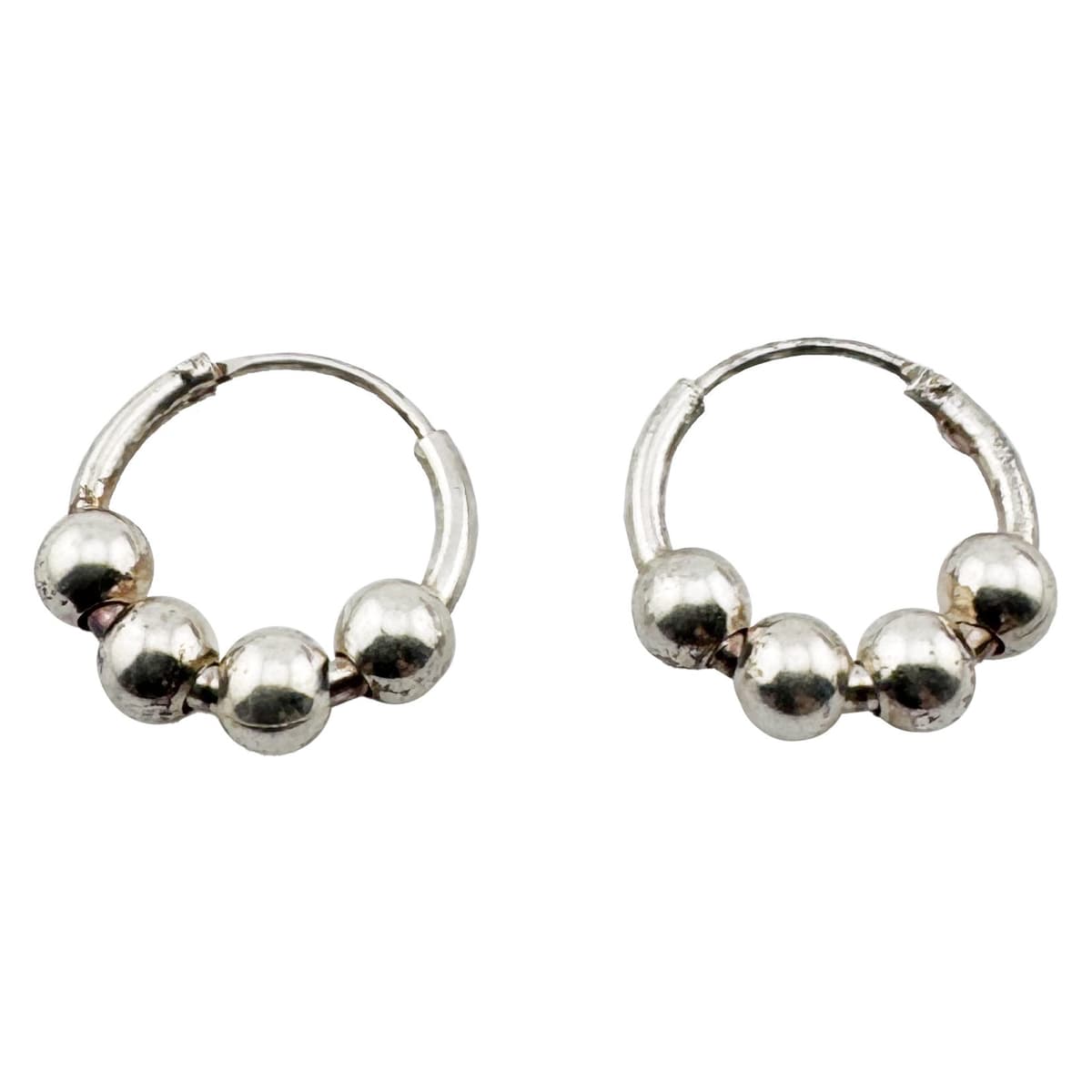 Cercei pentru Dama, Jolie, Argint 925, Model Creole cu 4 Bilute, 12 mm, 1.6g, 1 cm x 1 cm, Argintiu
