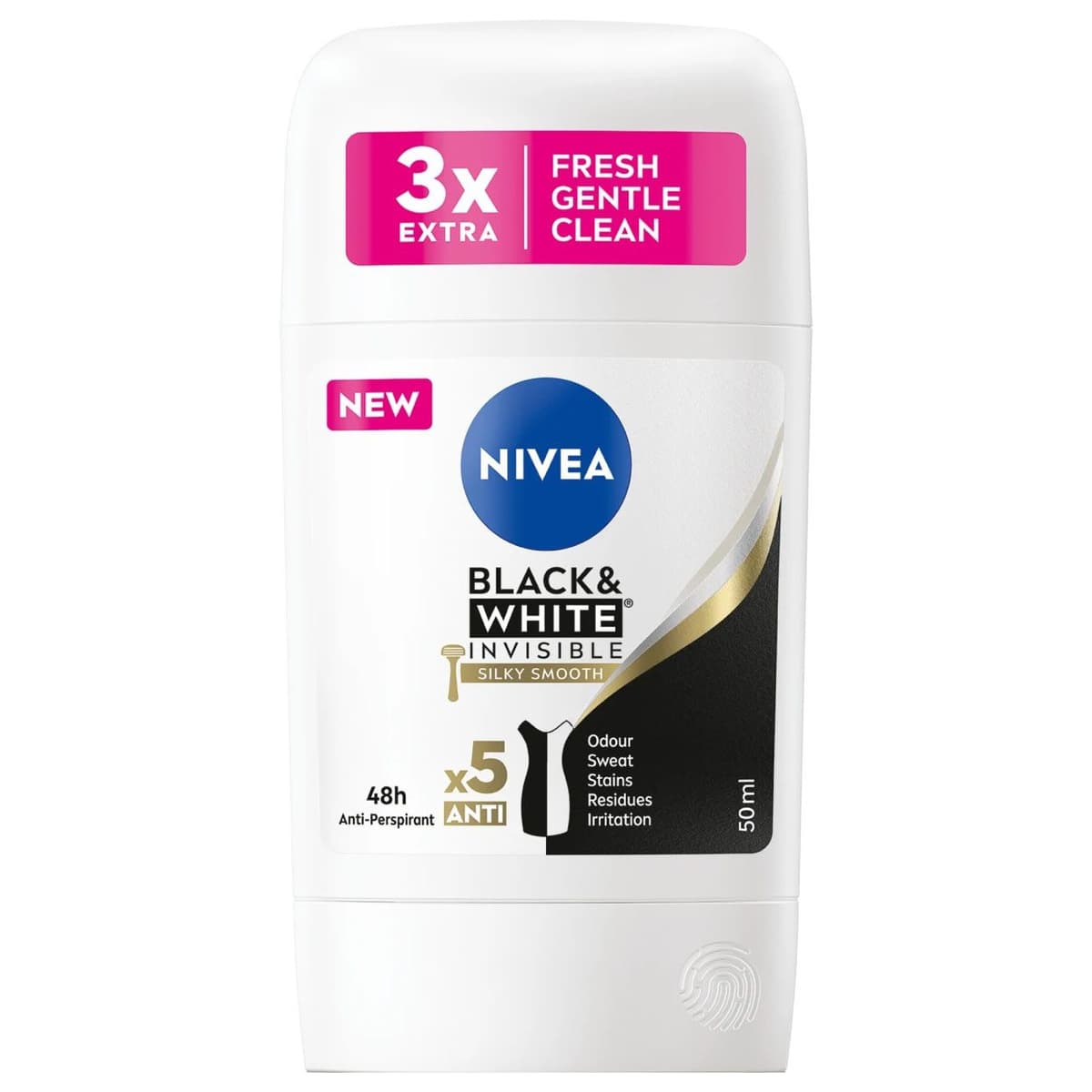 Antiperspirant Stick, Nivea, 50 ml Invisible Bw Silky Smooth