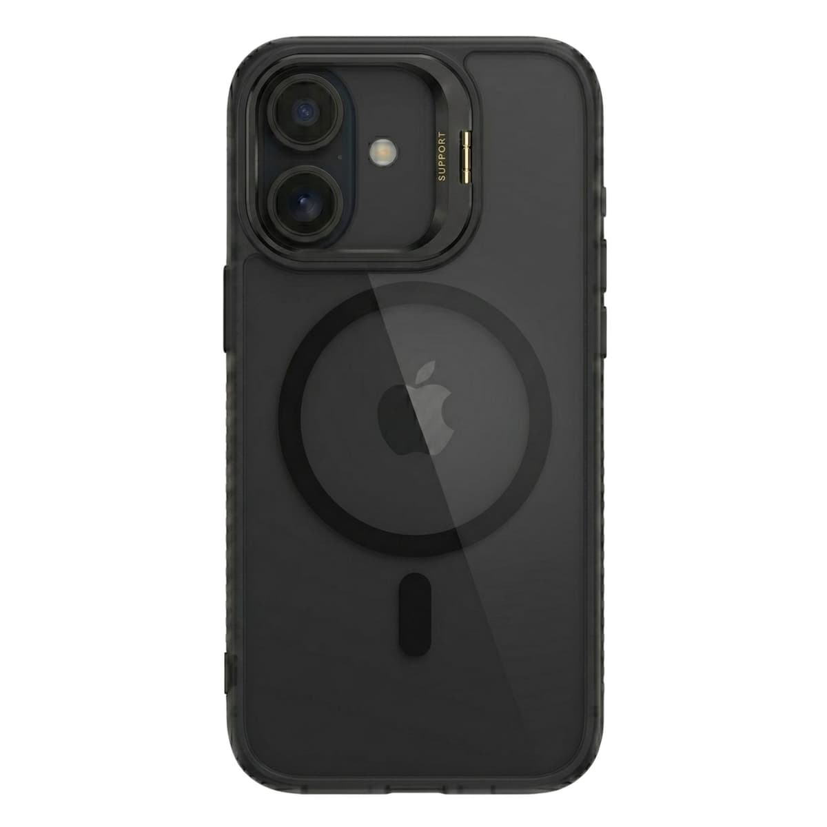 Husa de Protectie Telefon, Flippy, Compatibila cu iPhone 17 , MagSafe, Acrylic, Suport Metalic Protectie Camera, Anti-Soc, Negru