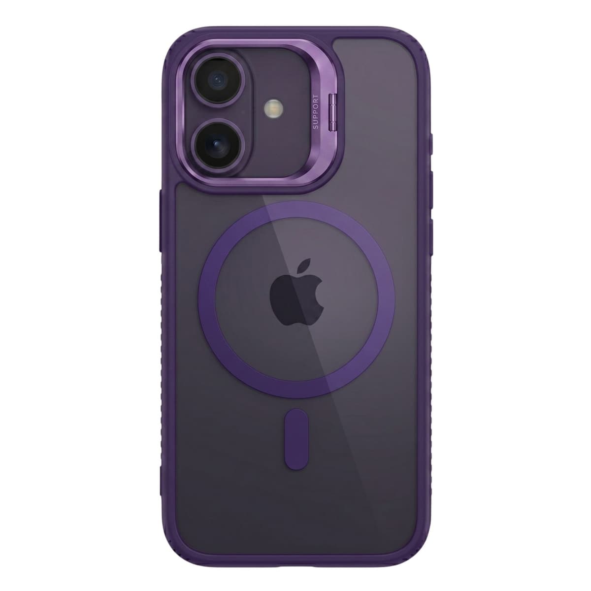 Husa de Protectie Telefon, Flippy, Compatibila cu iPhone 17, MagSafe, Acrylic, Suport Metalic Protectie Camera, Anti-Soc, Mov Inchis