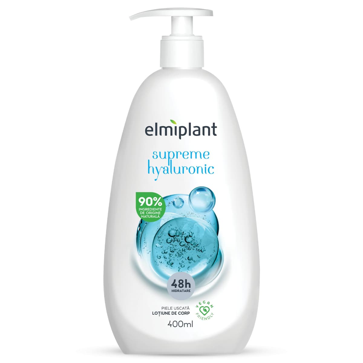 Lotiune de Corp Pentru Piele Uscata, Elmiplant, Cu Acid Hyaluronic, 400 ml