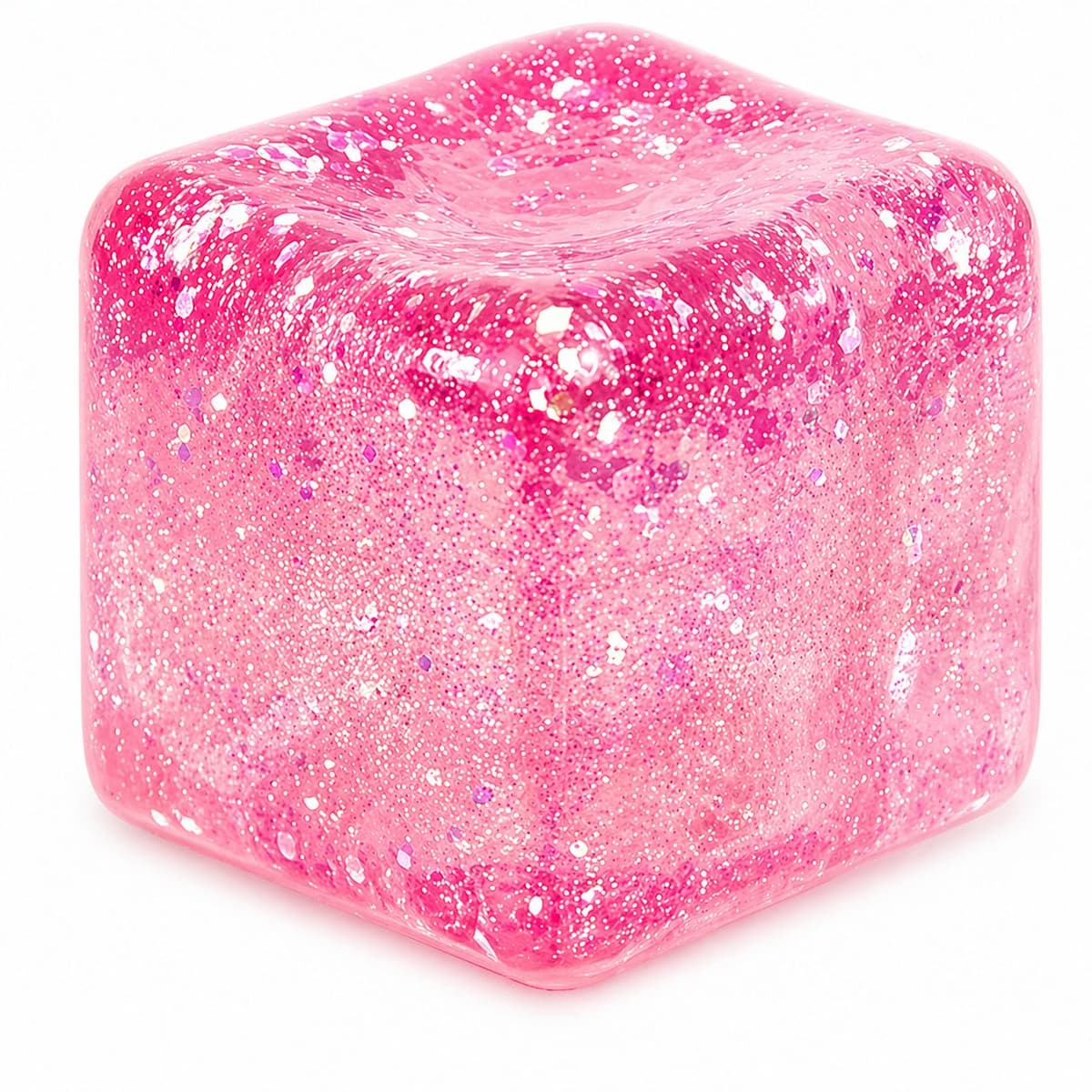 Cub Fidget 3D, Flippy, Model Cub Stele, Jucarie Antistres pentru Copii/Adulti, Comprimabil cu Revenire Lenta, 3x3x3 cm, Roz