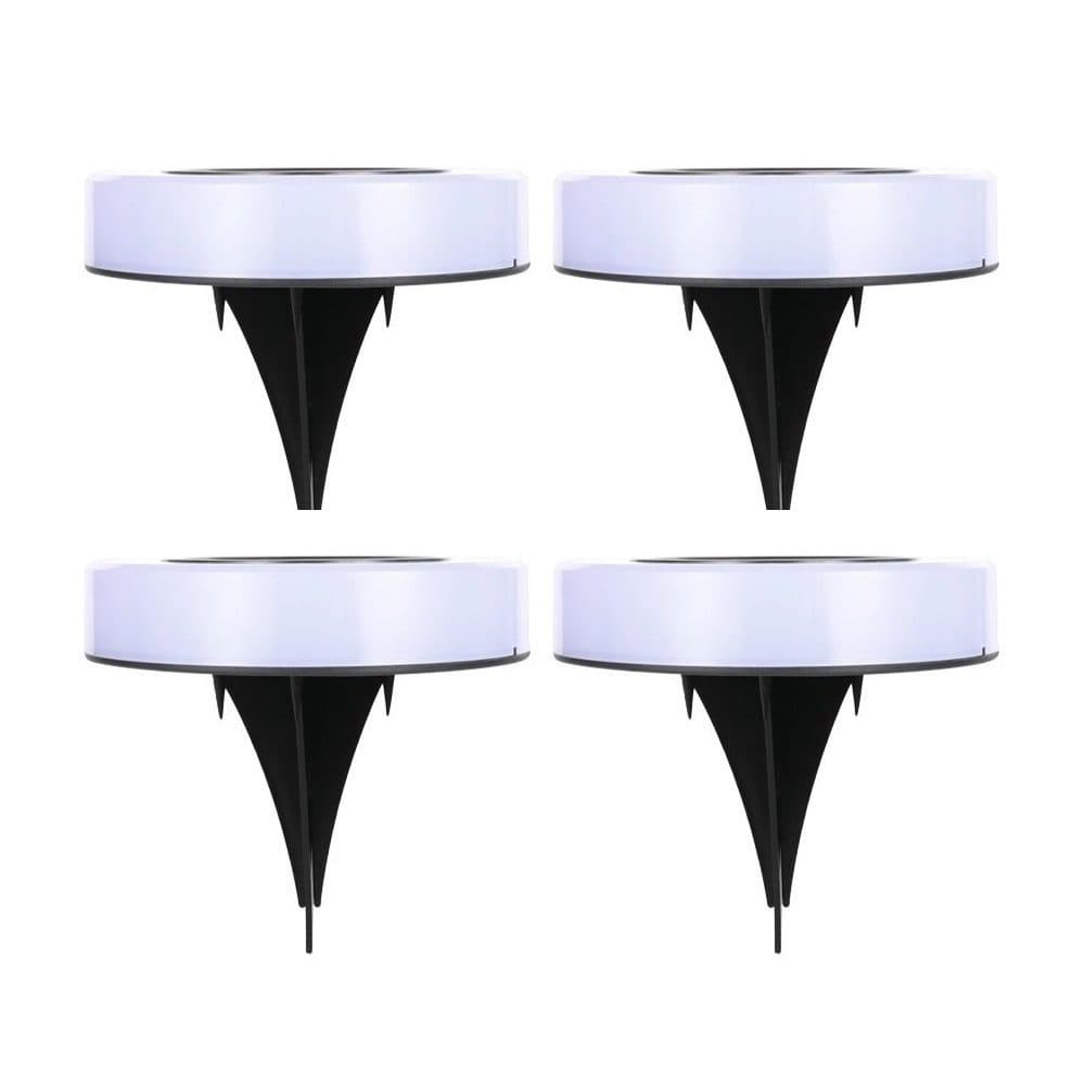 Set 4 Lampi Solare Led pentru Gradina, Flippy, Model Cerc, 10.5 x 2.4 cm, Buton On-Off, Alb Rece, Negru/Alb
