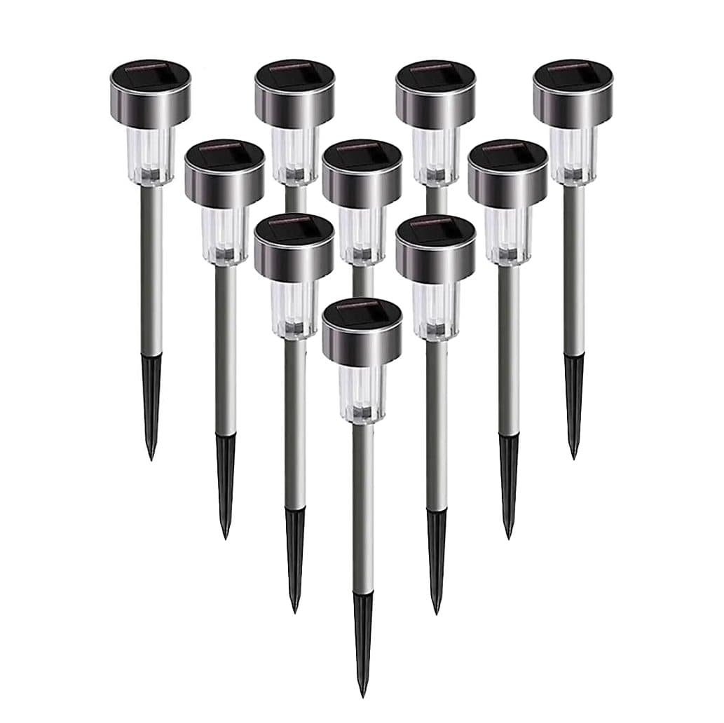 Set 10 Lampi Solare Led pentru Gradina, Flippy, 5.5 x 36.5 cm, Buton On-Off, Lumina Alb Cald, Argintiu