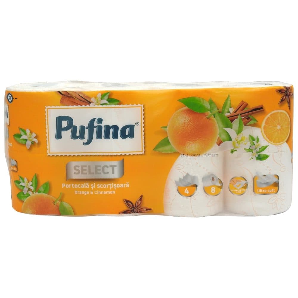 Pufina Hartie Igienica 8ROLE 4STR Portocala si Scortisoara