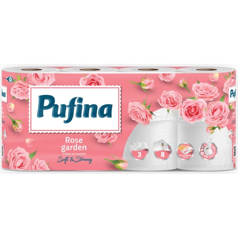 Pufina Hartie Igienica 8ROLE 3STRATURI Roses