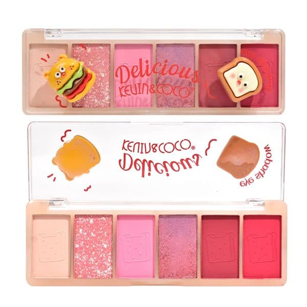 Paleta Farduri de Pleoape, Kevin&Coco, Paleta pentru Machiaj, 6 Nuante, Model Delicious, Mate si Sidefate, 13.5x4.4x2 cm, Multicolor