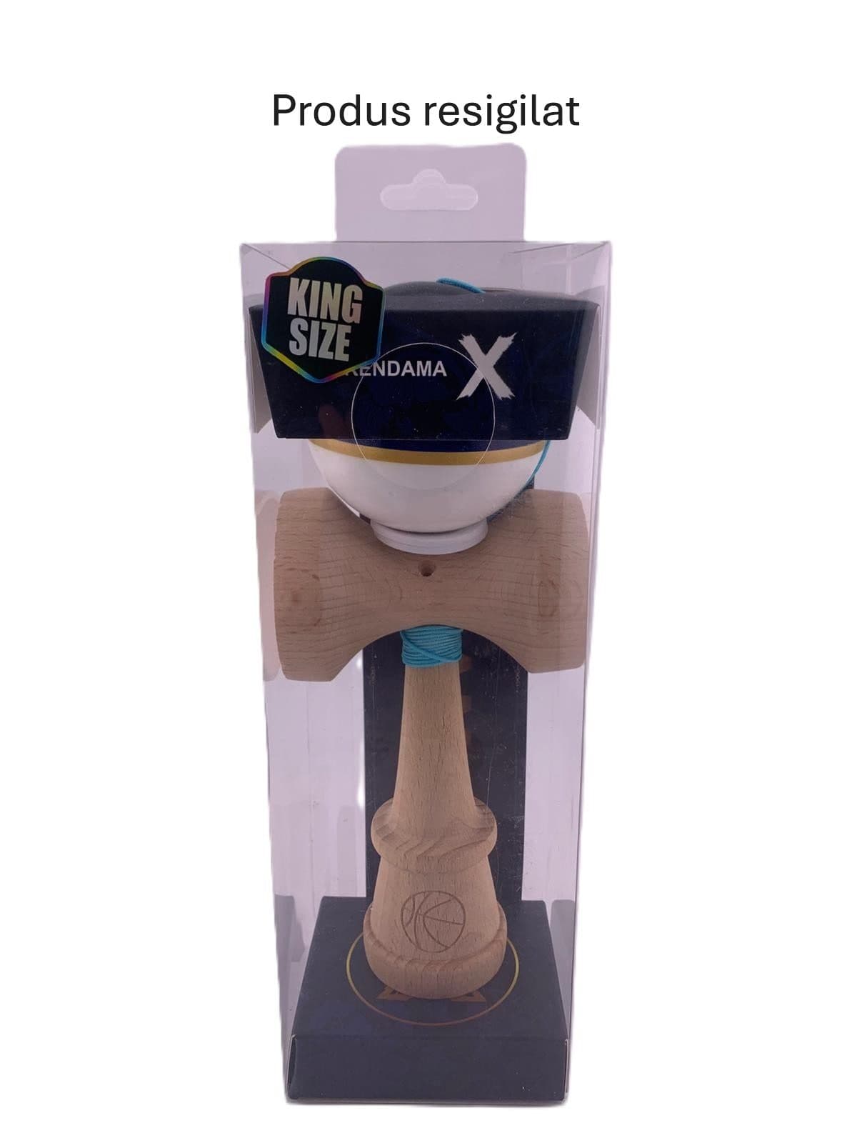 RESIGILATE - Kendama X Originala ROYAL SPIKE, Profesionala, Flippy, Cupe Mari KING SIZE V3, Super Sticky, Gaura in Baza, Rulment Metalic, din lemn 18 cm, Ata 62/65 cm, Inel Albastru inchis