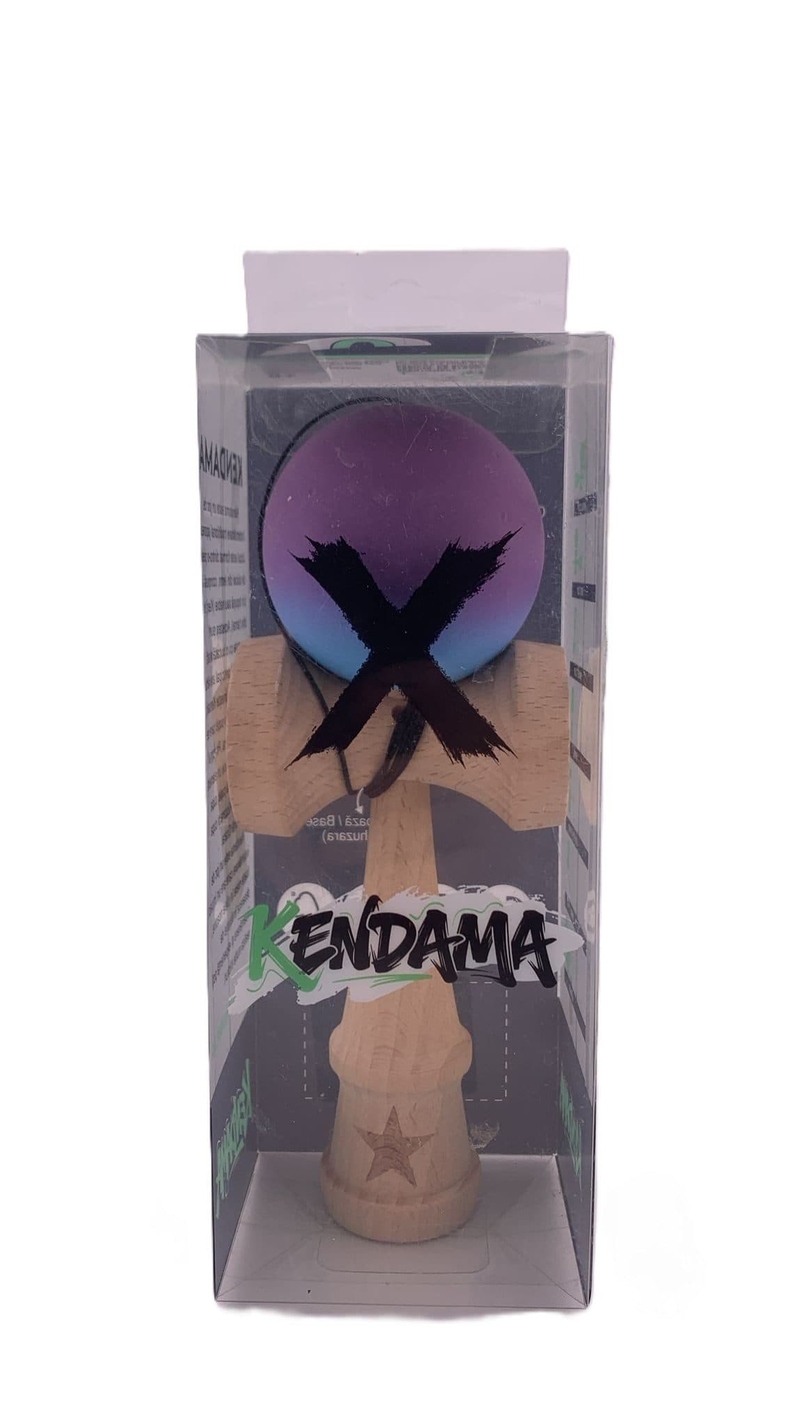 RESIGILAT - Kendama X Originala, Profesionala, Flippy, din Lemn, Rubber Grip, 18 cm, Roz/Mov/Albastru