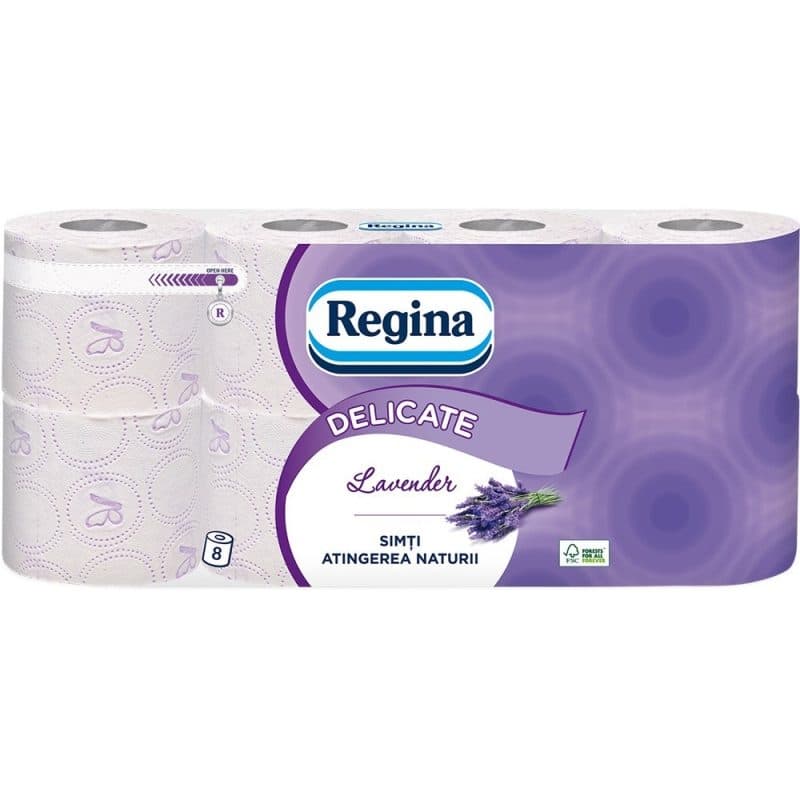 Hartie Igienica, REGINA, Lavanda, Set 8 Role, 3 Straturi