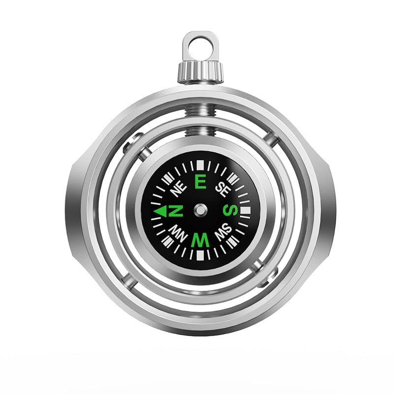 Fidget Spinner Busola Palm, Flippy, Tip Giroscop Rotativ, Model Pandativ / Breloc, Antistress, Aliaj Zinc, 48x42x12 mm, 21 gr, Silver