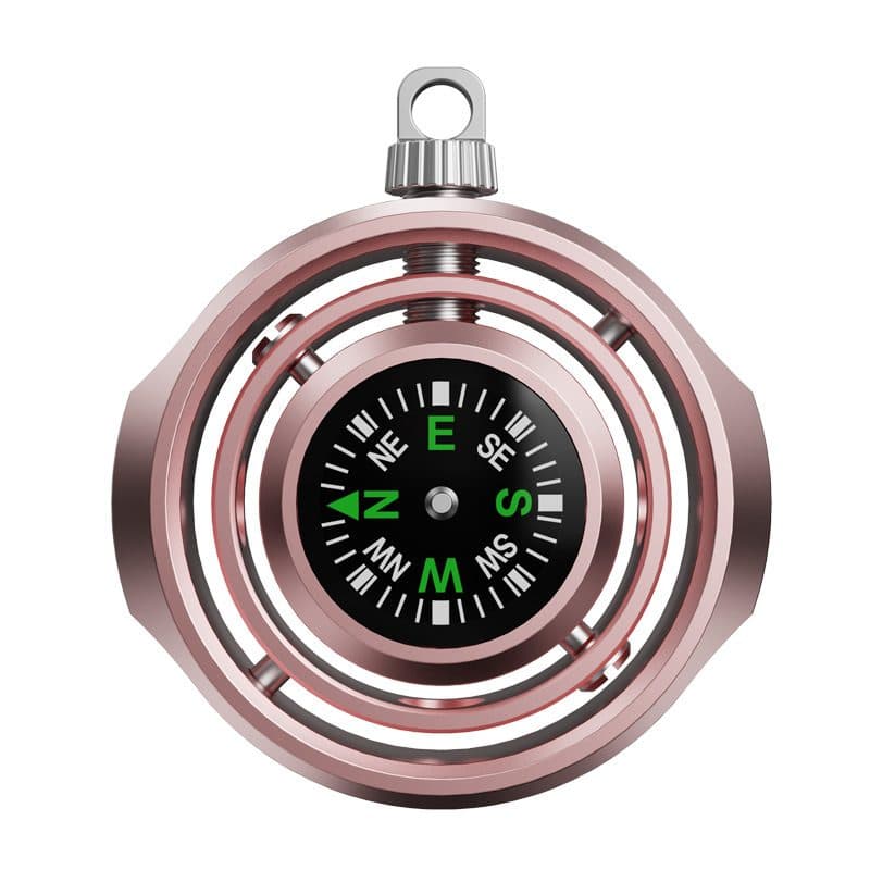 Fidget Spinner Busola Palm, Flippy, Tip Giroscop Rotativ, Model Pandativ / Breloc, Antistress, Aliaj Zinc, 48x42x12 mm, 21 gr, Rose Gold