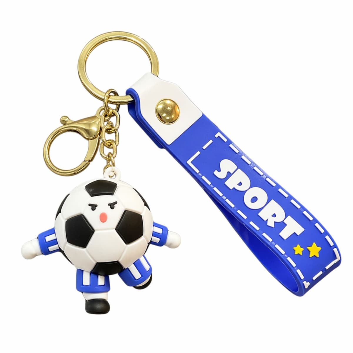Breloc Chei, Flippy, Model Minge de Fotbal cu Casti, Cupa Mondiala, Accesoriu Pentru Chei si Rucsac, Material Acril, 50 g