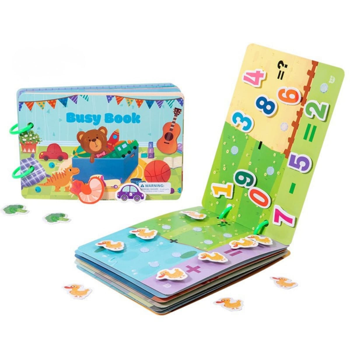 Carte Educativa cu Stickere Reutilizabile, Flippy, Busy Book Cognitiv, Pagini Interactive , Joc Montessori, Seria ''Invatare prin Joc'', Dezvolta Motricitatea Fina si Logica, Busy Book pentru Invatare Timpurie, 3 ani, Multicolor