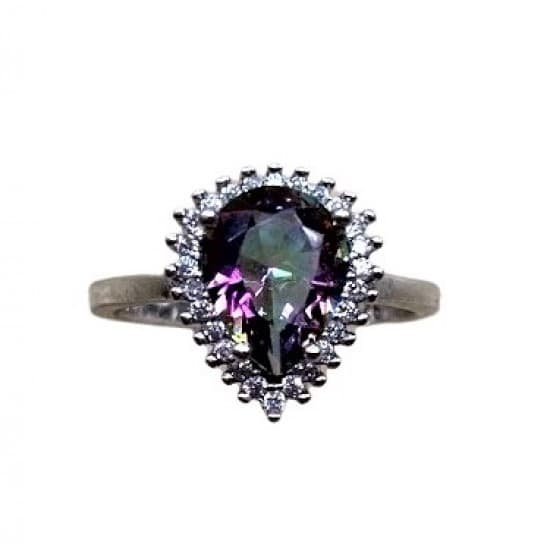 Inel Argint 925, Lacrima cu Topaz, M 51