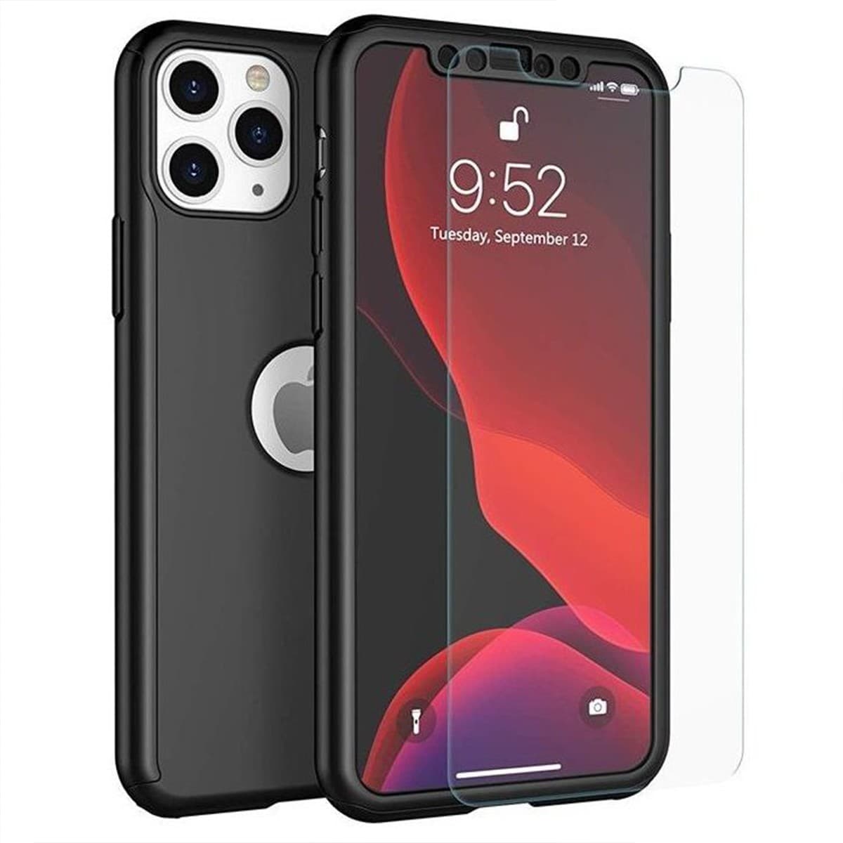 Husa de protectie Flippy compatibil cu Samsung Galaxy A12 Full Cover 360 Negru cu Folie de protectie inclusa