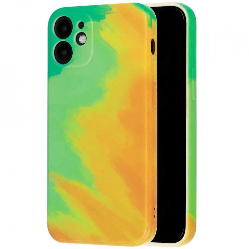 Husa protectie Flippy compatibila cu Apple iPhone 12 Tpu Ombre, Verde/Galben