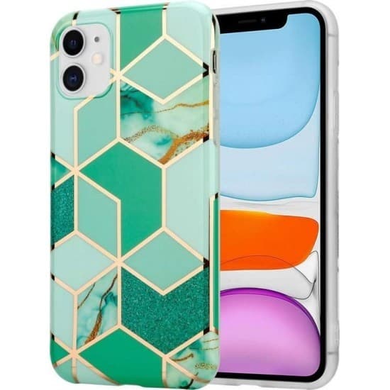 Husa protectie pentru Samsung A21S Soft IMD TPU Marble Geometric Verde