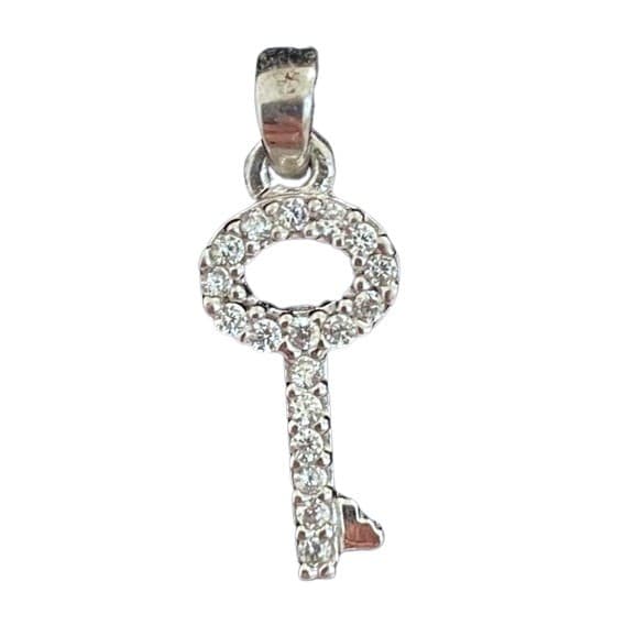 Pandantiv, Jolie Silver, Argint 925, Model Cheita Rodiata cu Pietre, 0.6 g, 15x7 mm