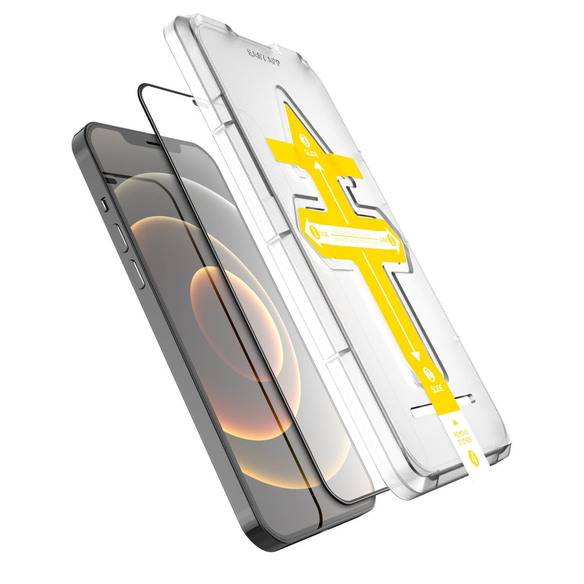 Set 2 folii sticla securizata cu sistem de montare usor si rapid Full Cover 3D Flippy compatibila cu Apple iPhone 13 Pro Max