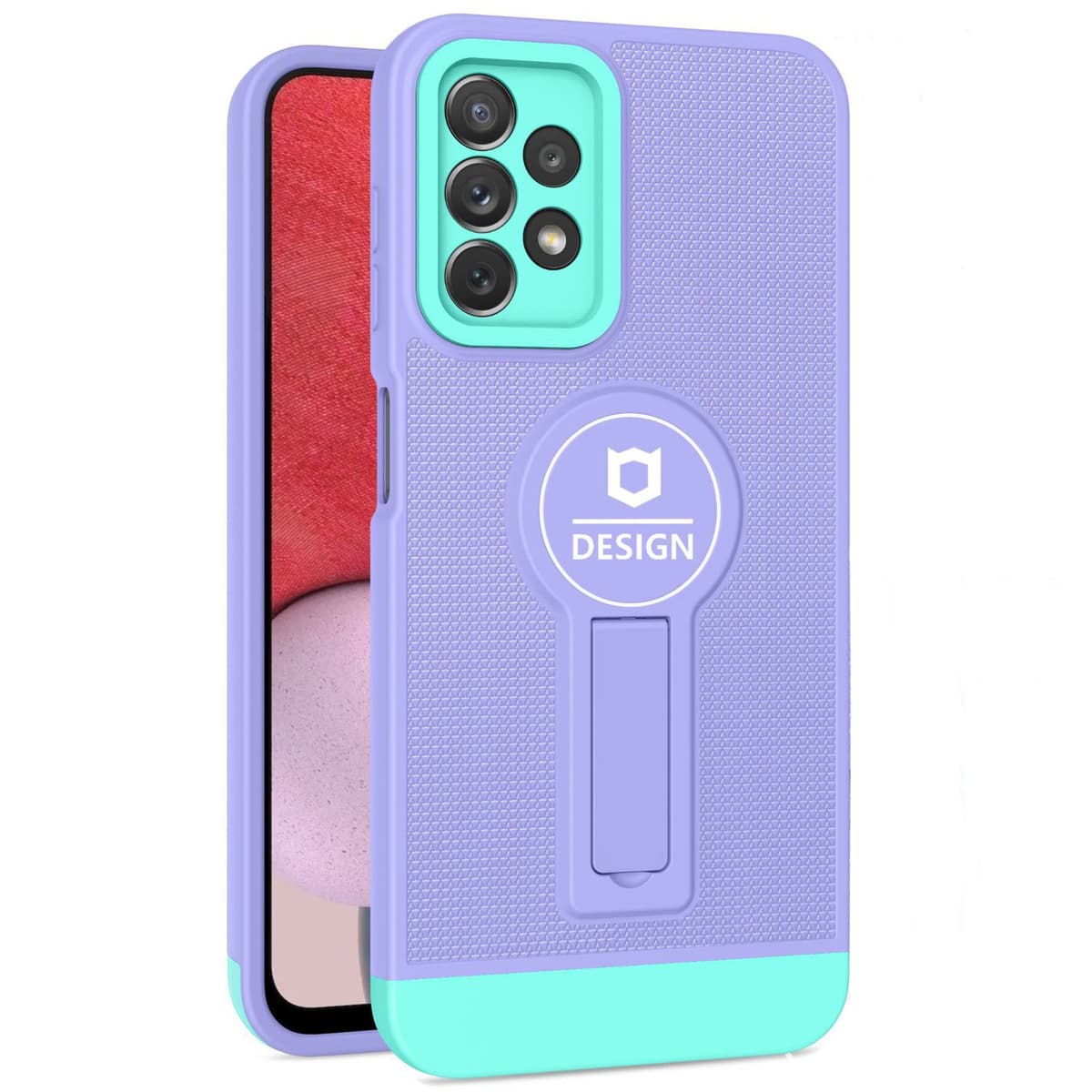 Husa Armor Design cu Stand pentru Samsung Galaxy A03, Mov/Albastru, Suport Auto Magnetic, Wireless Charge, Protectie