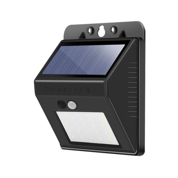 Lampa cu incarcare solara si senzor de miscare pentru exterior, 20 LED cu distanta de inductie, montaj pe perete, fara