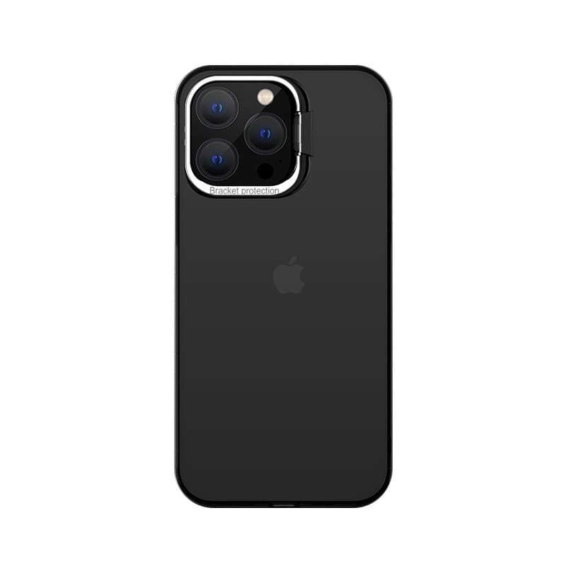 Husa de protectie pentru iPhone 14 Plus, cu suport metalic pentru camera, Bracket Series, Flippy, Protectie Antisoc, PC mat