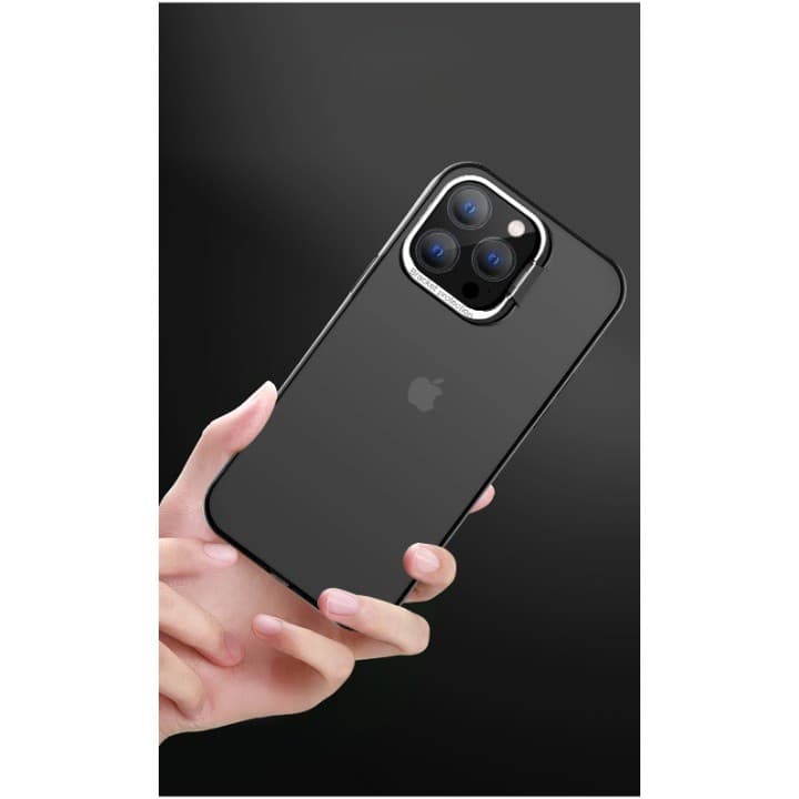 Husa de protectie pentru iPhone 14 Pro Max, cu suport metalic pentru camera, Bracket Series, Flippy, Protectie Antisoc, PC