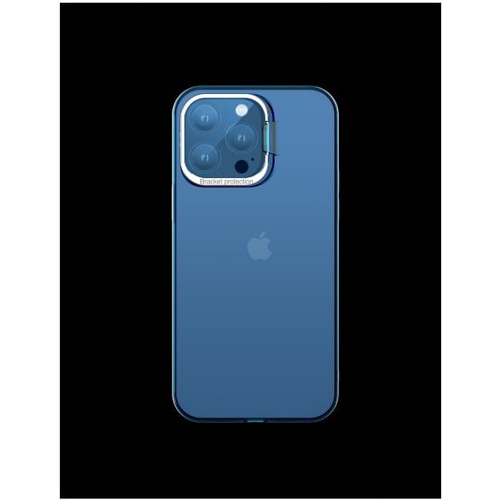 Husa de protectie pentru iPhone 14 Plus, cu suport metalic pentru camera, Bracket Series, Flippy, Protectie Antisoc, PC mat