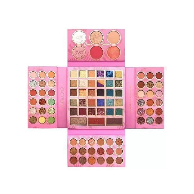 Trusa de machiaj, paleta de farduri , iluminator si blush Kevin&Coco cu 93 de culori pigmentate, Flippy