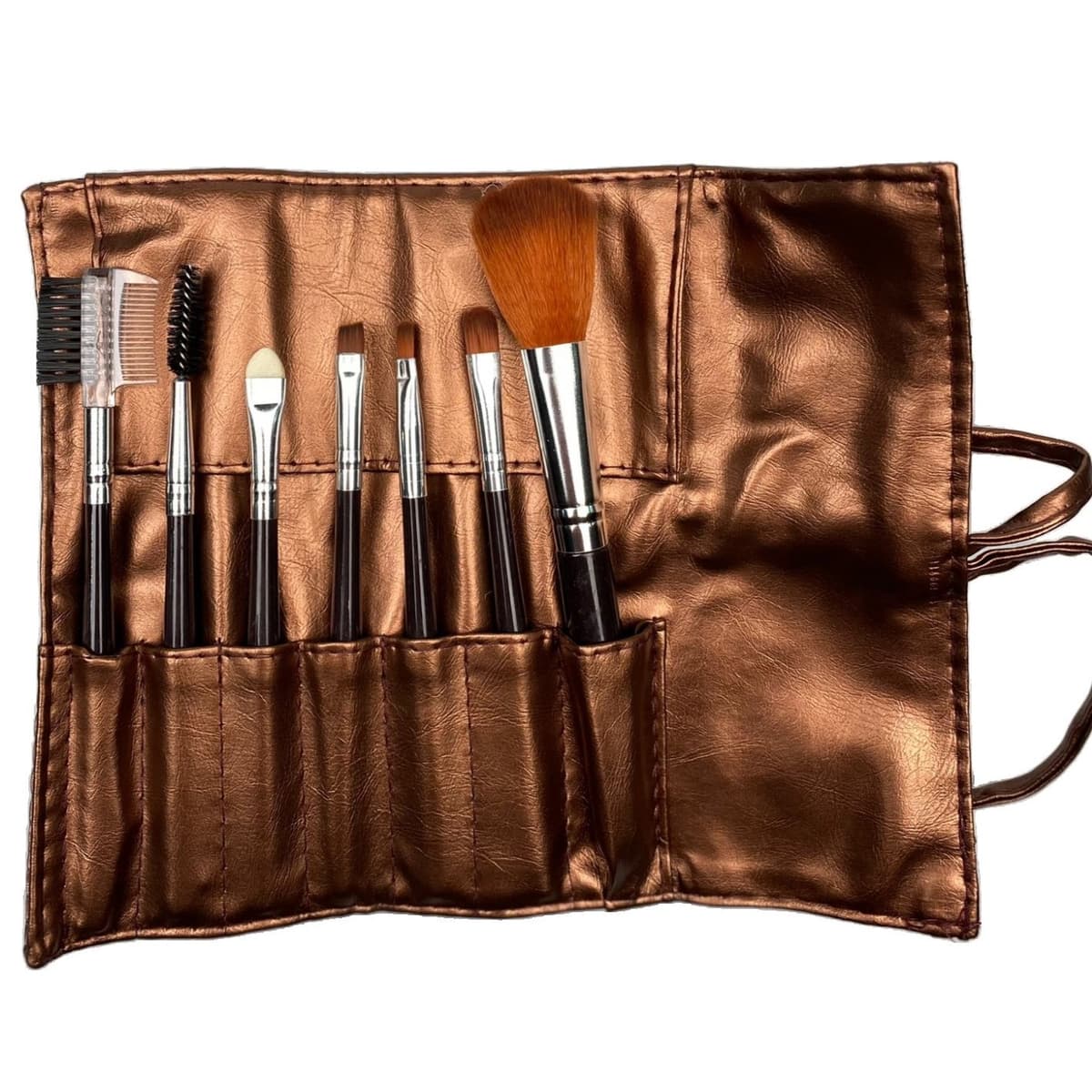Set portabil 7 pensule de machiaj cu husa Maro, Flippy