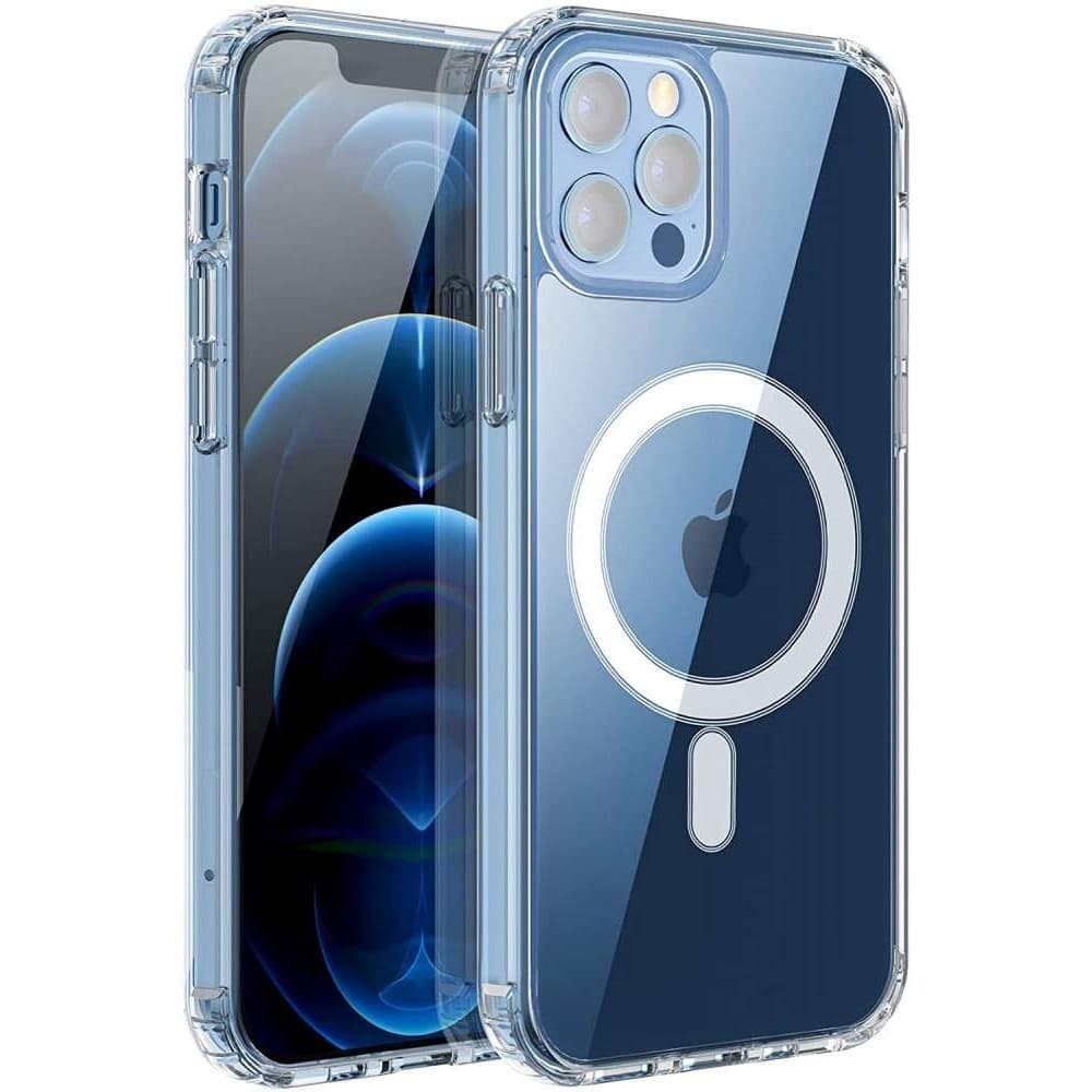 Husa protectie Flippy pentru iPhone 12/12 Pro Mag Safe, 2 in 1 incarcare si magnet, Silicon si Acril, Transparenta