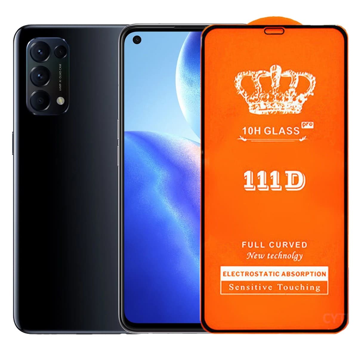 Folie Securizata pentru Oppo Reno 5, 5G, Flippy, Sticla de Protectie Compatibila cu Oppo Reno 5, 5G, Full Cover 111D, 10H