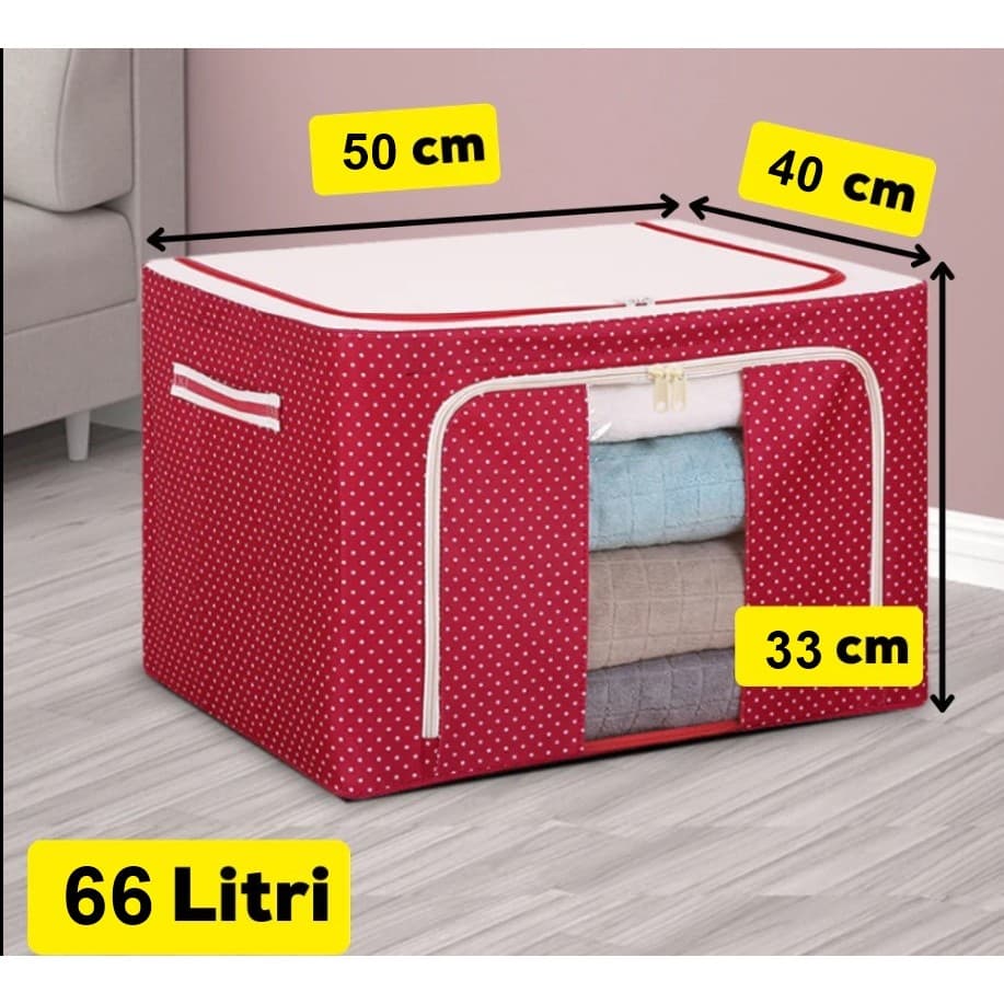 Cutie de Depozitare Pliabila, Flippy, 66 L, din Tesatura Oxford, 50x40x33 cm, Fereastra Frontala, 2 Usi de Acces cu Fermoar