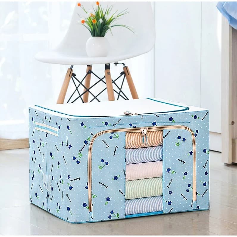 Cutie de Depozitare Pliabila, Flippy, 66 L, din Tesatura Oxford, 50x40x33 cm, Fereastra Frontala, 2 Usi de Acces cu Fermoar