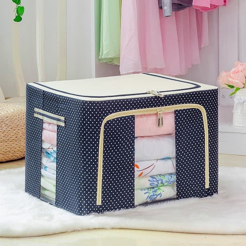 Cutie de Depozitare Pliabila, Flippy, 66 L, din Panza Oxford, 50x40x33 cm, 2 Ferestre, Frontala si Laterala, 2 Usi de Acces