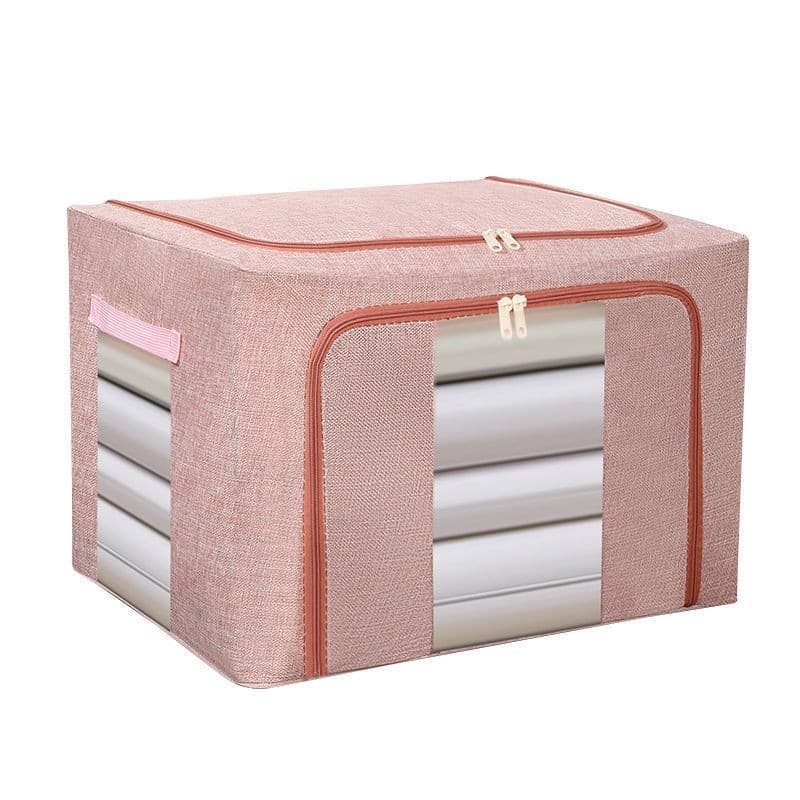 Cutie de Depozitare Pliabila, Flippy, 66 L, din Bumbac si In, 50x40x33 cm, 2 Ferestre, Frontala si Laterala, 2 Usi de Acces